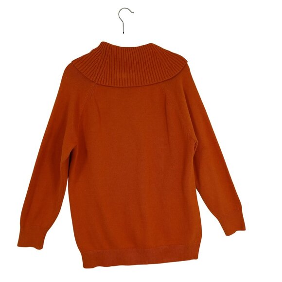 Calvin Klein Sweater Mustard Ribbed Cowl Neck Womens Size L Cotton Blend - Picture 7 of 10
